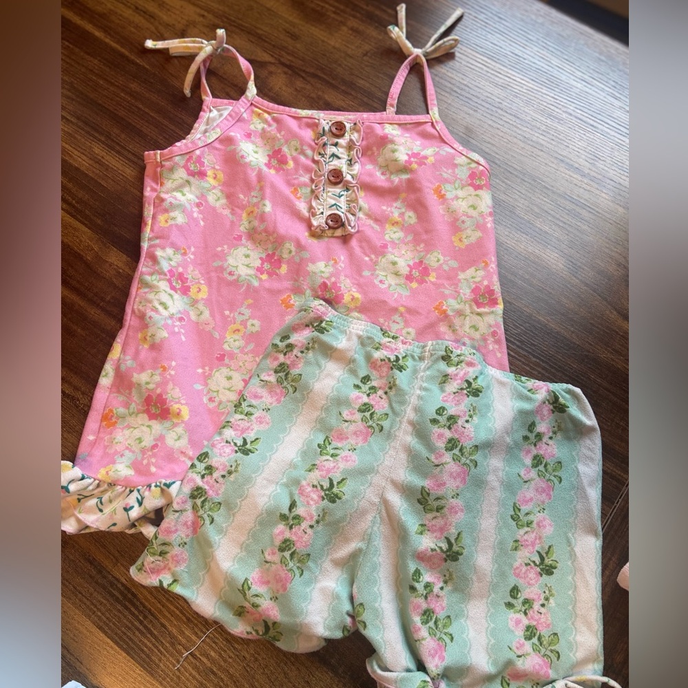Floral Kids Set - Pink and Green